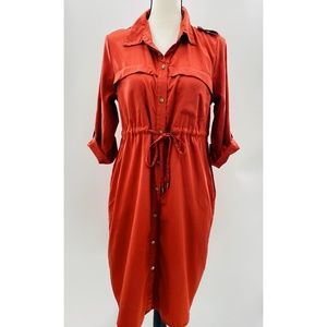 Motherhood Maternity Knee‎ Length Rust Colored Drawstring Waist Dress